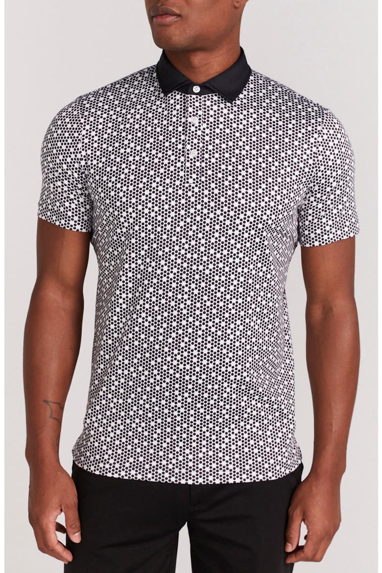 Clyde Dot Print Polo, Main, color, BLACK