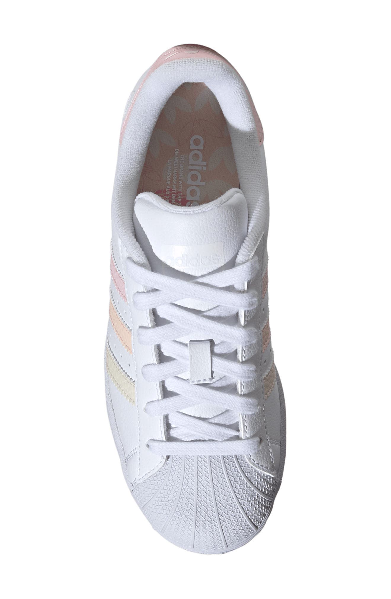 adidas Kids' Superstar Sneaker, Alternate, color, White/ Clear Pink