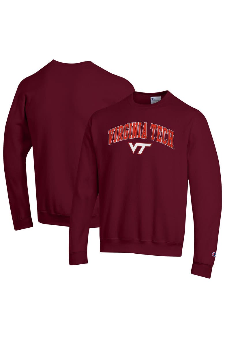 Men's Champion  Maroon Virginia Tech Hokies Arch Over Logo Pullover Sweatshirt, Main, color, Maroon