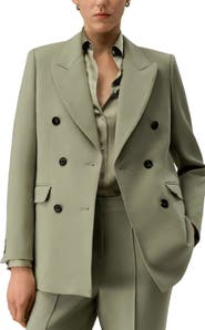 Lilysilk Women's Silk-Wool Blend Double Breasted Lapel Blazer