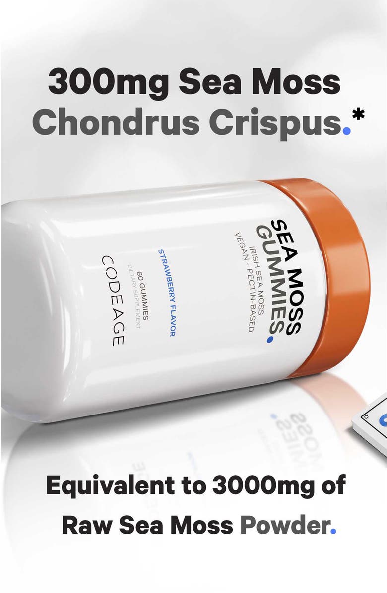 Codeage Irish Sea Moss Gummies Supplement, Alternate, color, White