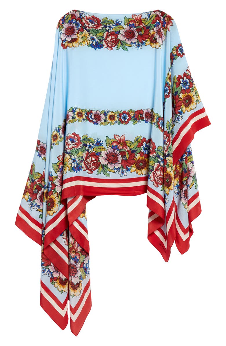 Etro Placed Floral Print Silk Poncho, Alternate, color,