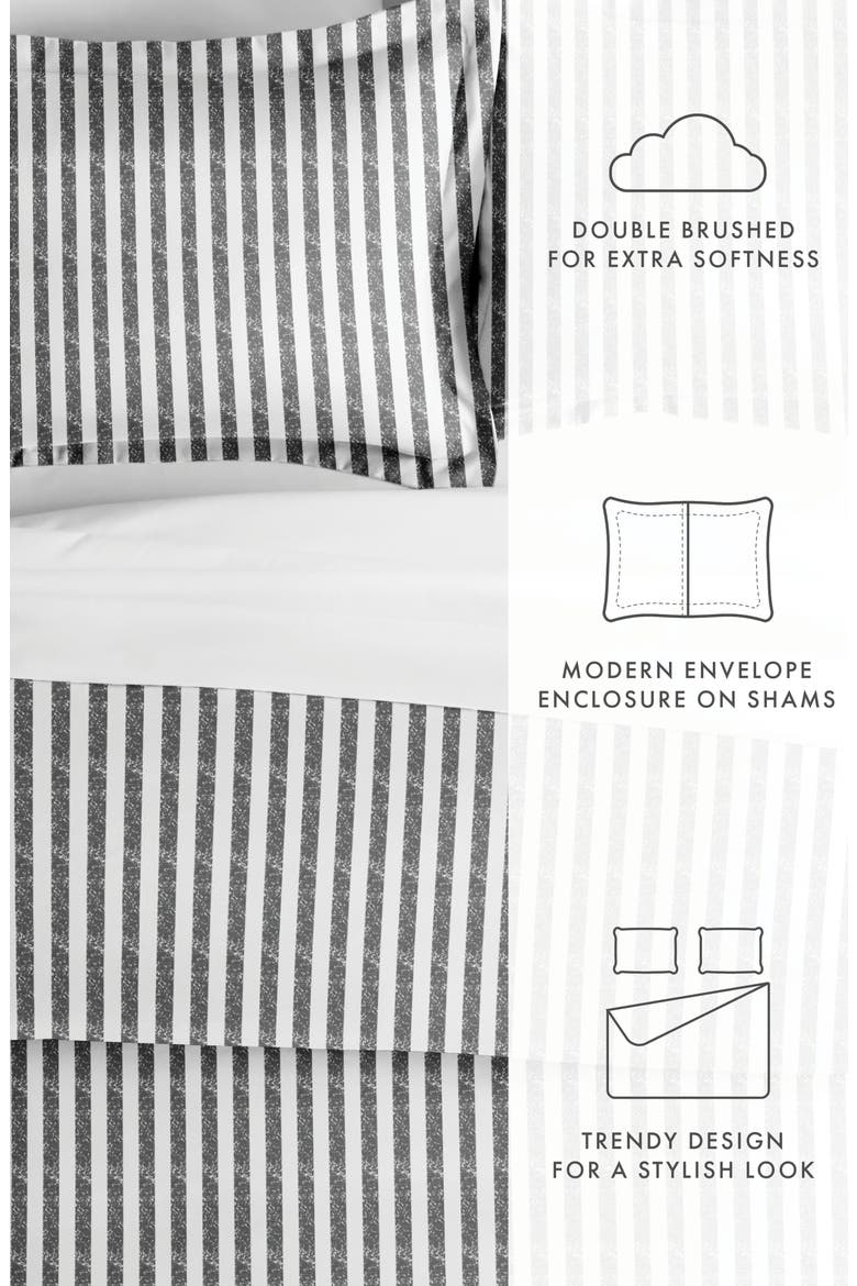 Premium Ultra Soft 3-Piece Puffed Rugged Stripes Duvet Cover Set, Alternate, color, GRAY