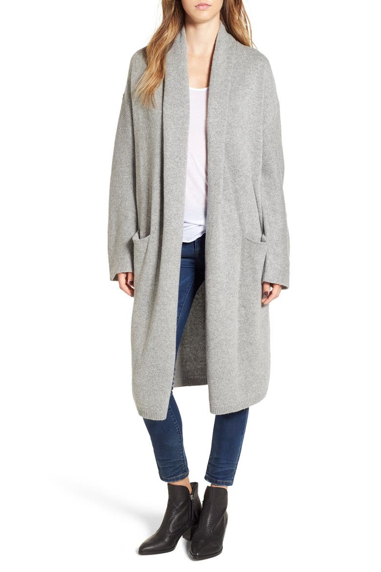 Easy Fit Long Cotton Blend Cardigan, Main, color, GREY MEDIUM HEATHER