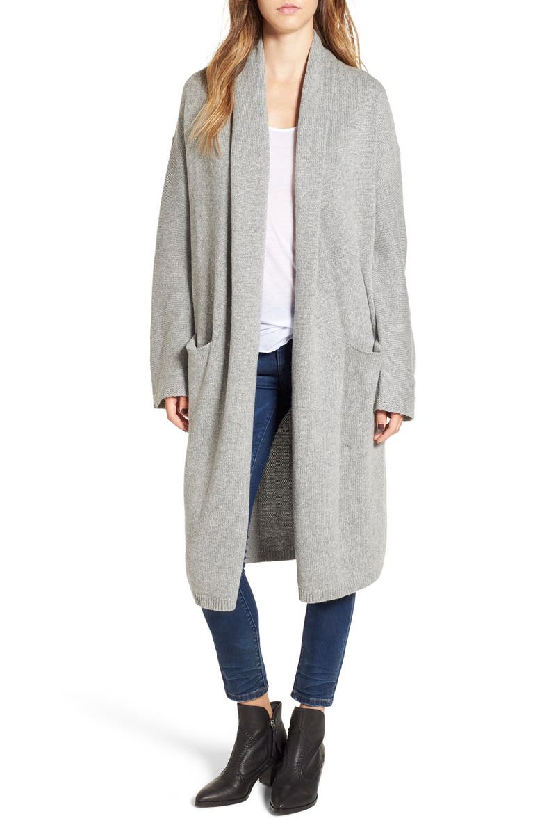 Leith Easy Fit Long Cotton Blend Cardigan, Main, color,