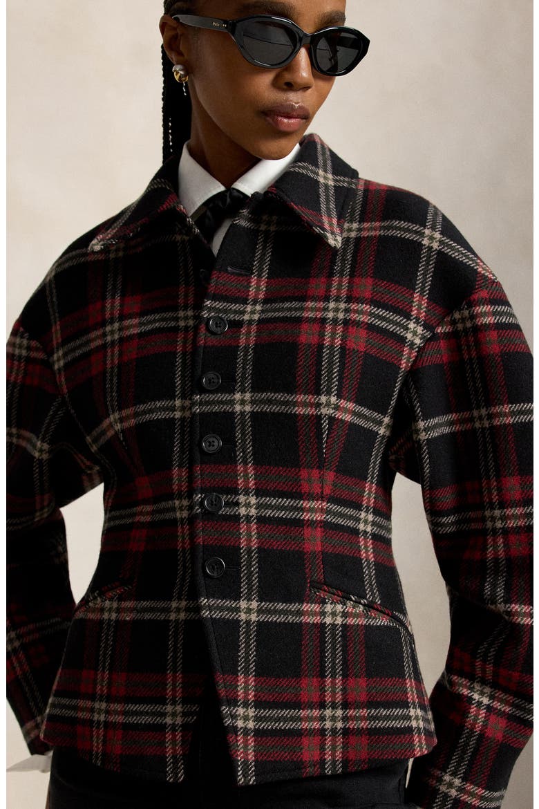 Plaid Tweed Sculpted Jacket, Alternate, color, RED