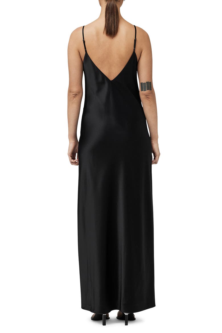 Larissa Midi Satin Slipdress, Alternate, color, BLACK