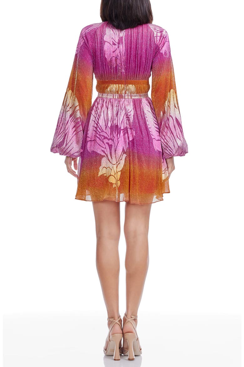 Codi Long Sleeve Fit & Flare Dress, Alternate, color, BRIGHT FUCHSIA MULTI