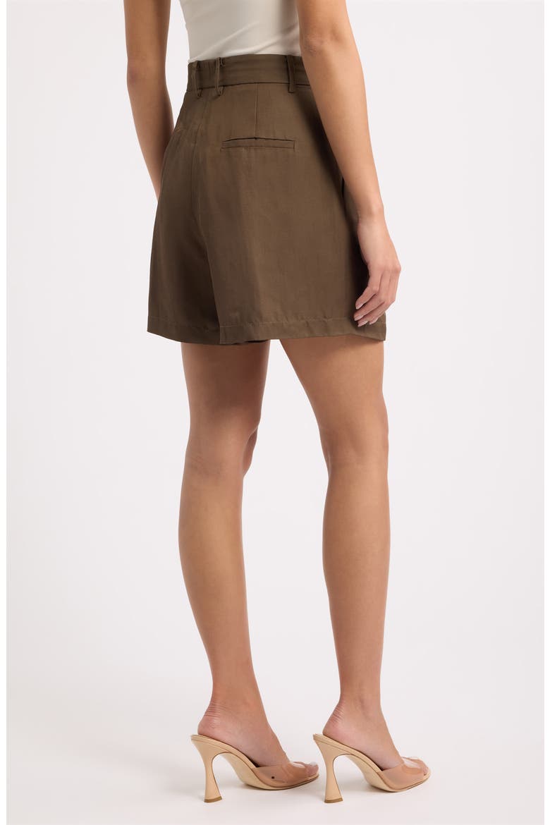 Pleated High Waist Shorts, Alternate, color, MUSHROOM
