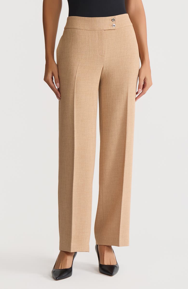 KASPER Flat Front Wide Leg Pants, Main, color, Soft Sand