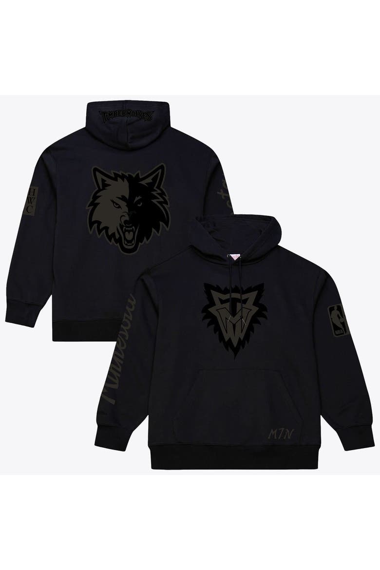 Men's Mitchell & Ness  Black Minnesota Timberwolves Phantom Fleece Hoodie, Main, color, Black