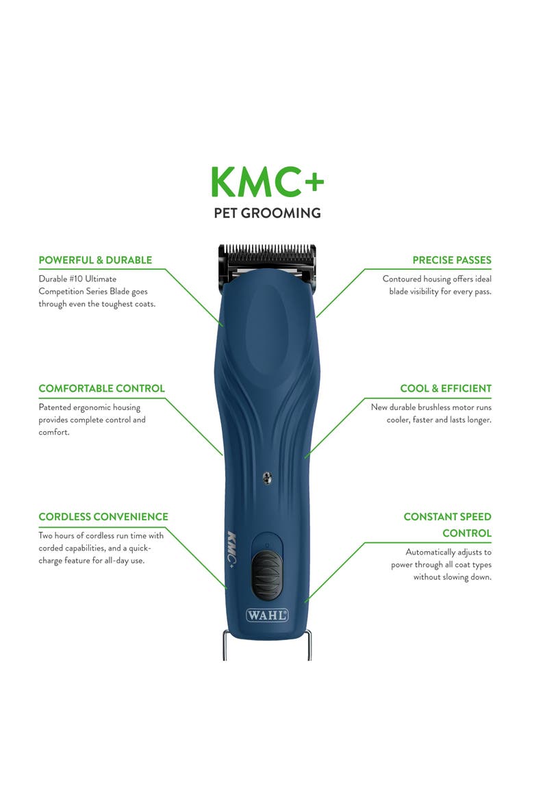 KMC+ 2-Speed Cordless Detachable Blade Pet Clipper Kit, Alternate, color, Navy