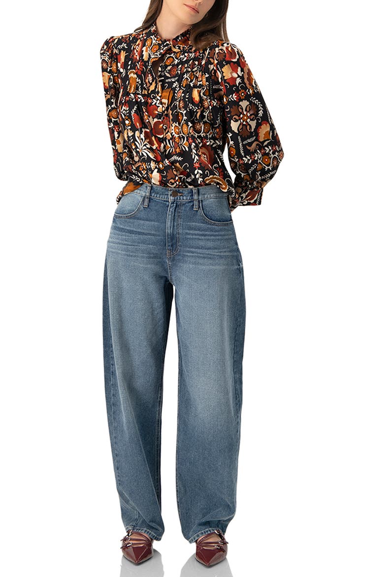 Printed Long Sleeve Shirt, Alternate, color, Multi-Brown