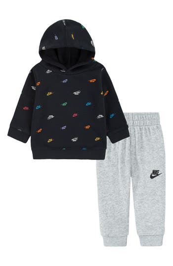 Nike Kids' Sportswear Club Graphic Hoodie & Sweatpants Set In Black