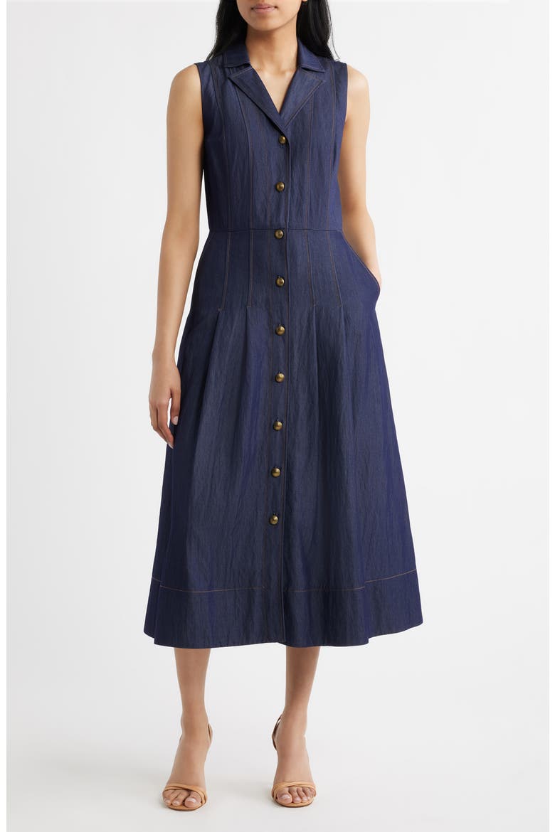 Sleeveless Denim Midi Dress, Main, color, DENIM