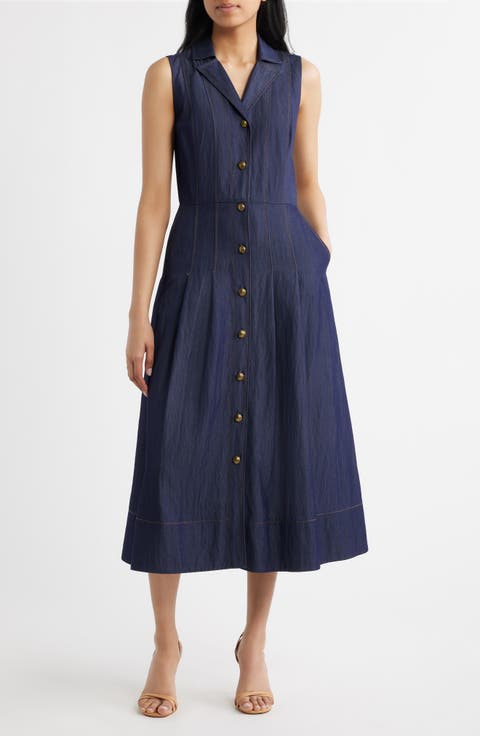 Sleeveless Denim Midi Dress