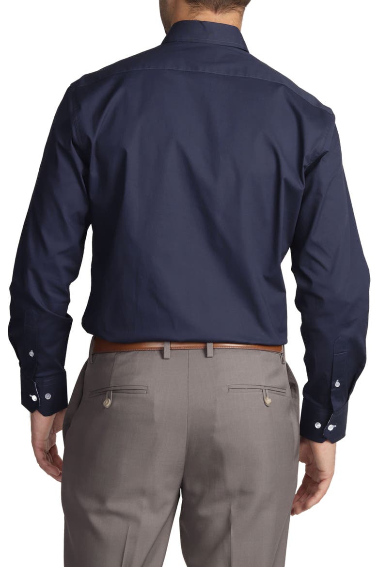 Solid Stretch Cotton Long Sleeve Shirt, Alternate, color, NAVY