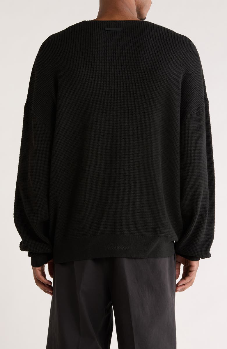 Fear of God Essentials Signature Waffle '90s Crewneck Sweatshirt, Alternate, color, Vintage Black