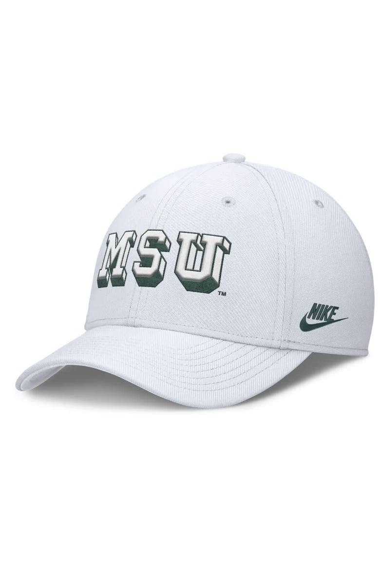 Men's Nike White Michigan State Spartans Rise Academic Dri-FIT Flex Hat, Main, color, White
