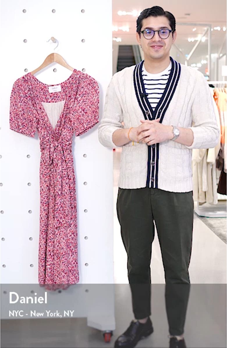 Noemie Floral Short Sleeve Wrap Midi Dress, sales video thumbnail
