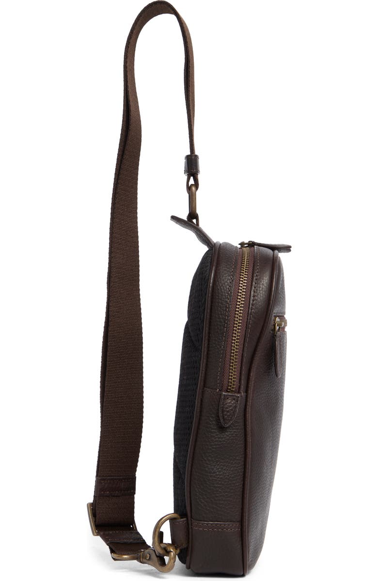 Johnston & Murphy Pebbled Leather Sling Bag, Alternate, color, Dark Brown