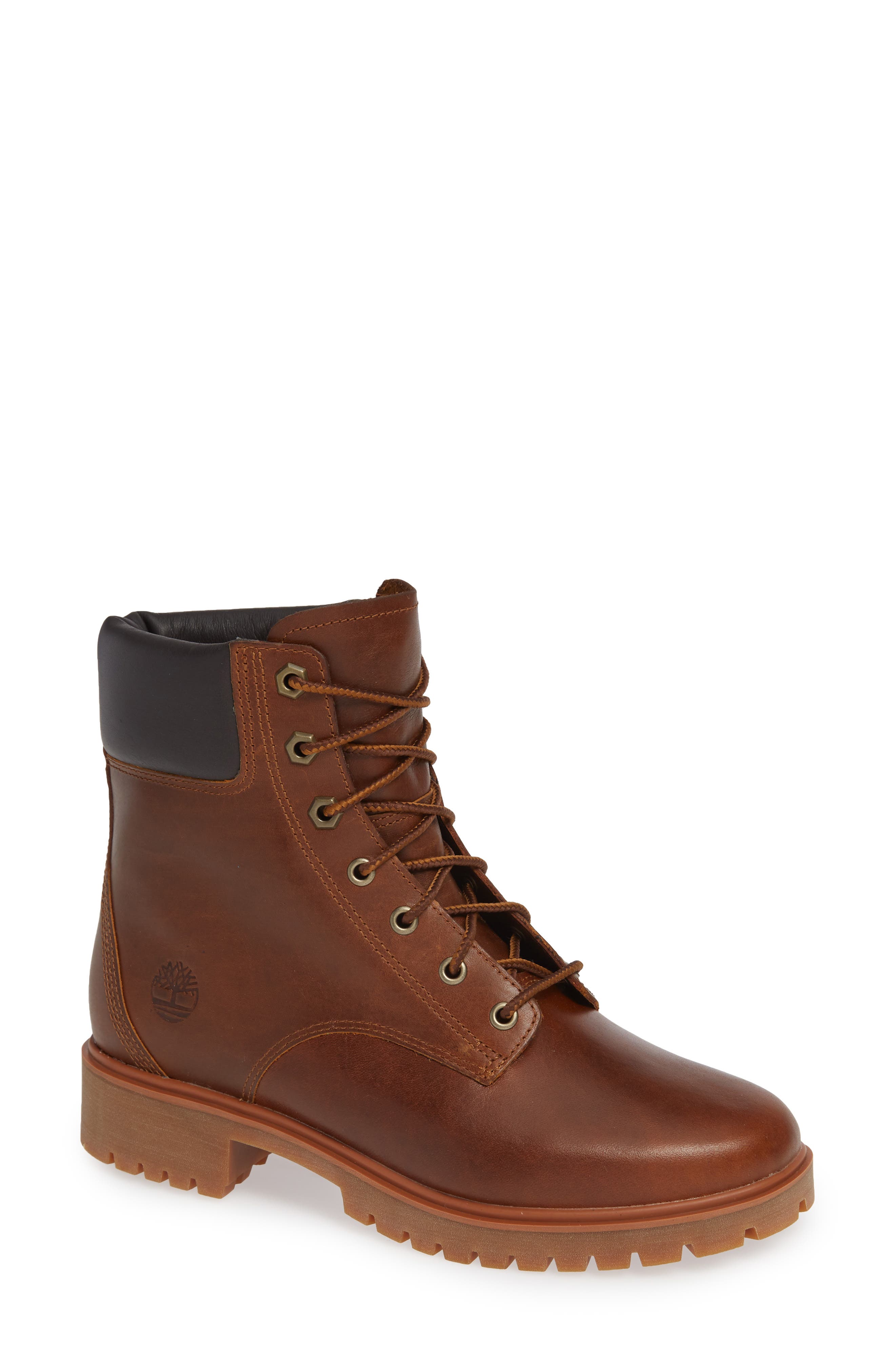 Jayne Waterproof Hiking Bootie, Main, color, BROWN LEATHER