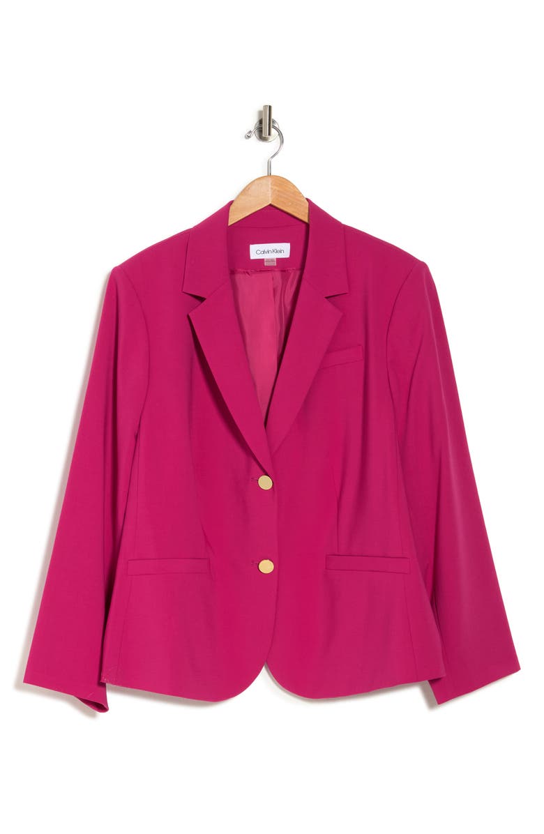 Calvin Klein Notch Lapel Two Button Blazer, Main, color, Vivacious
