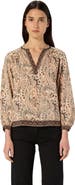 GERARD DAREL Amaya Paisley Print V Neck Blouse
