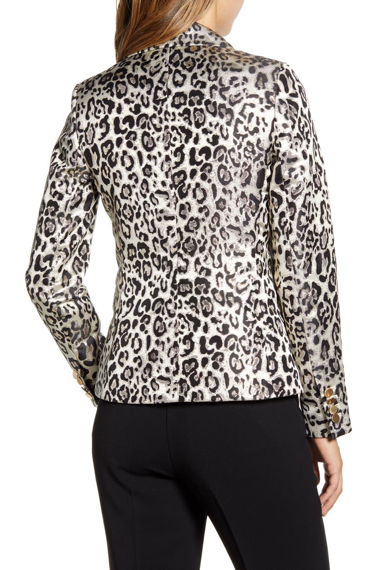 Metallic Leopard Jacquard Blazer, Alternate, color, TAN METALLIC LEOPARD