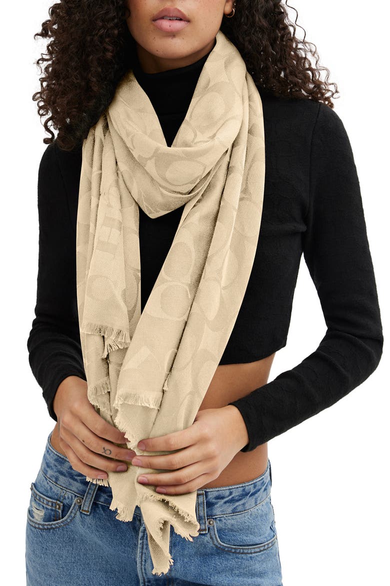 Signature-C Silk & Cotton Stole, Main, color, BEIGE