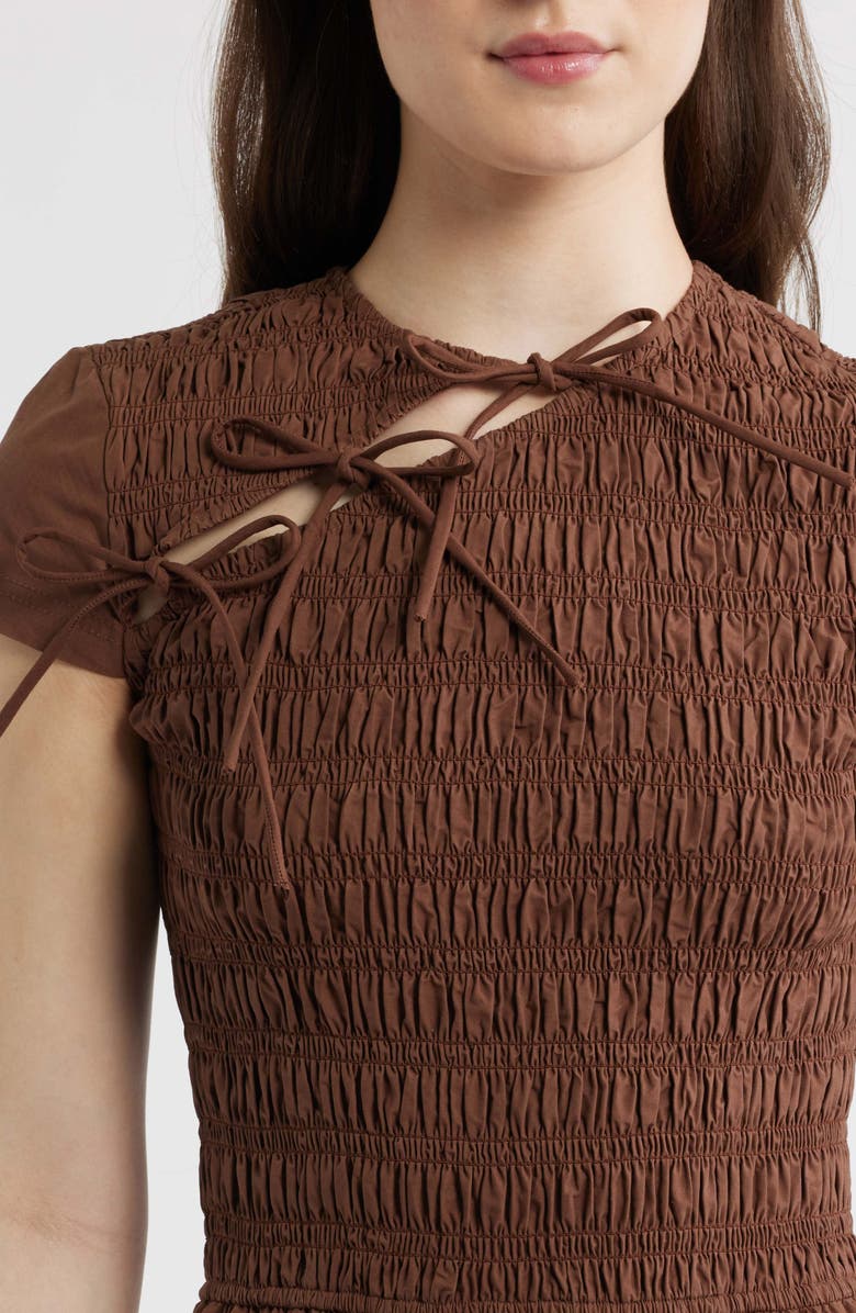 Damson Madder Ebba Cutout Detail Organic Cotton Dress, Alternate, color, Chocolate