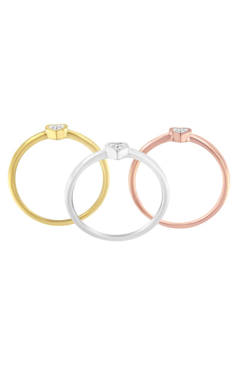 Haus of Brilliance Silver 1/6 Cttw Diamond Heart Shaped Stackable Promise Ring Set, Alternate, color, Yellow Gold Over Silver