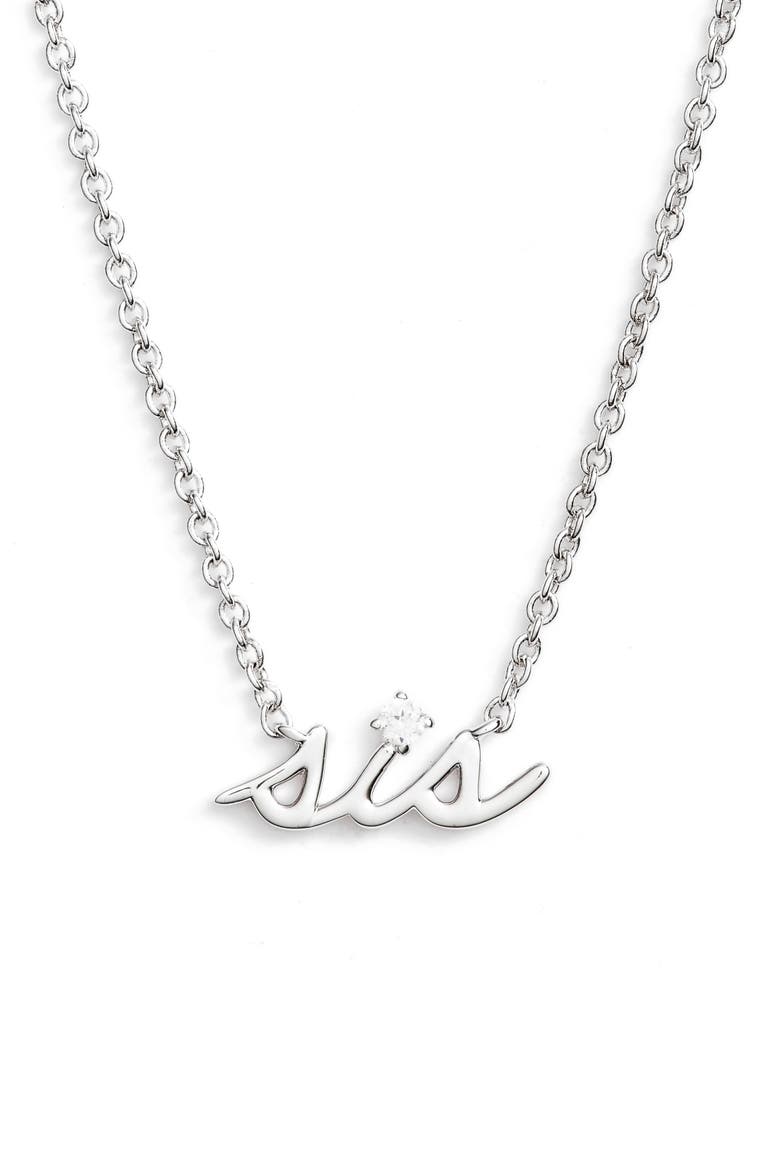 Sentimental Sister Necklace, Main, color, SILVER