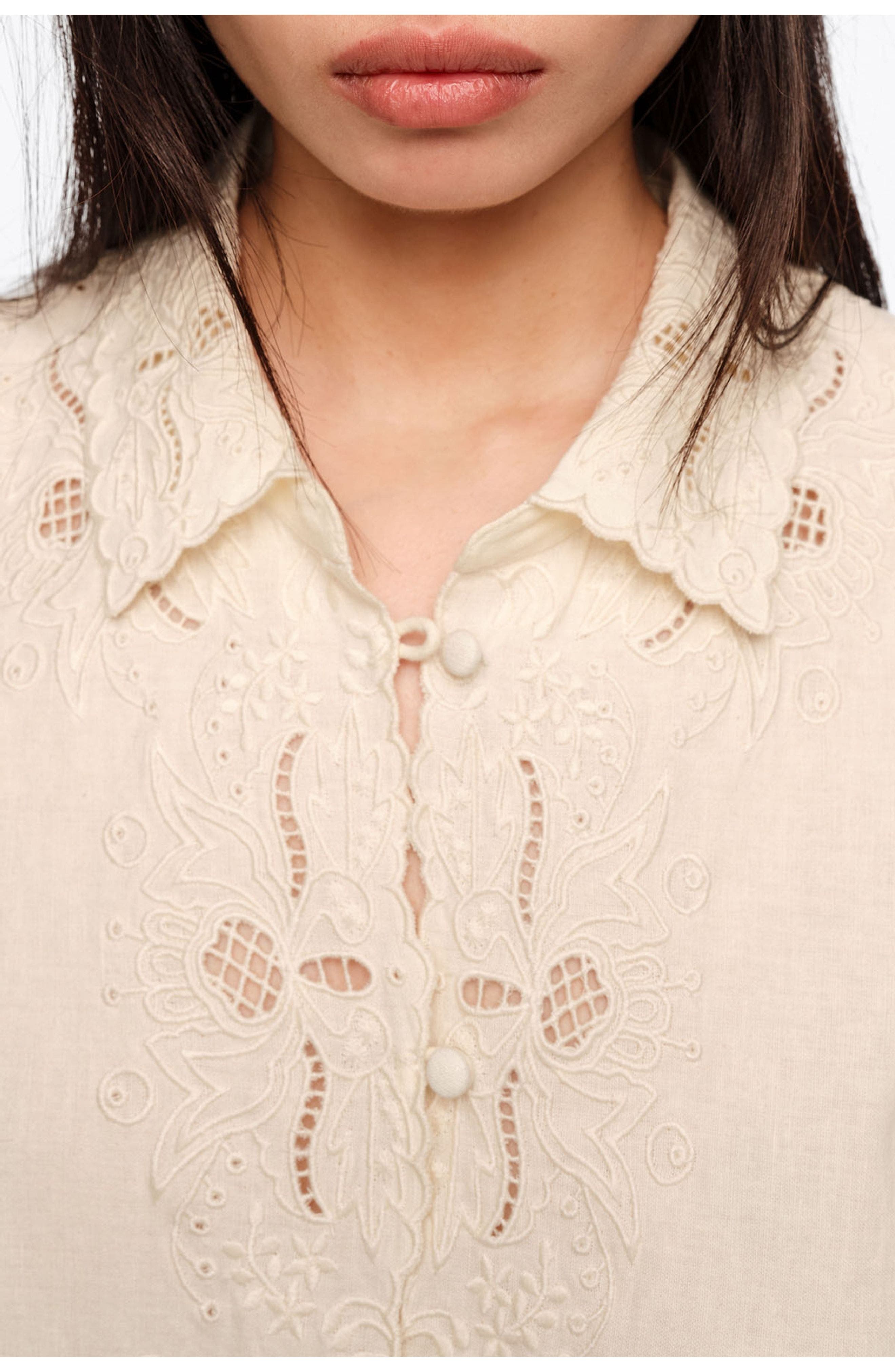 Linen Cotton Embroidered Shirt - image 2