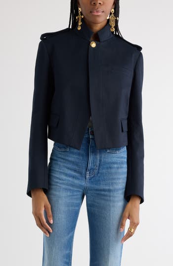 Chloé One-Button Mandarin Collar Crop Jacket | Nordstrom