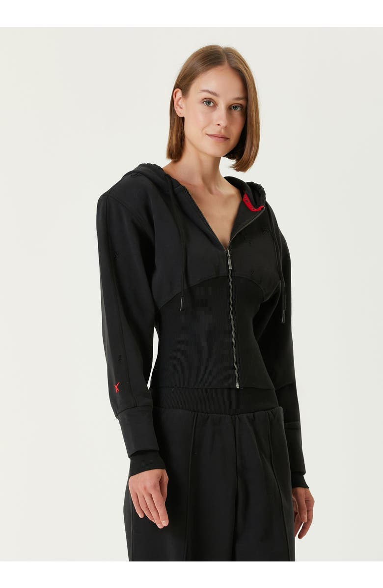 PCFG Pure Cotton Your *Itch Corset Zipped Hoody, Alternate, color, Black