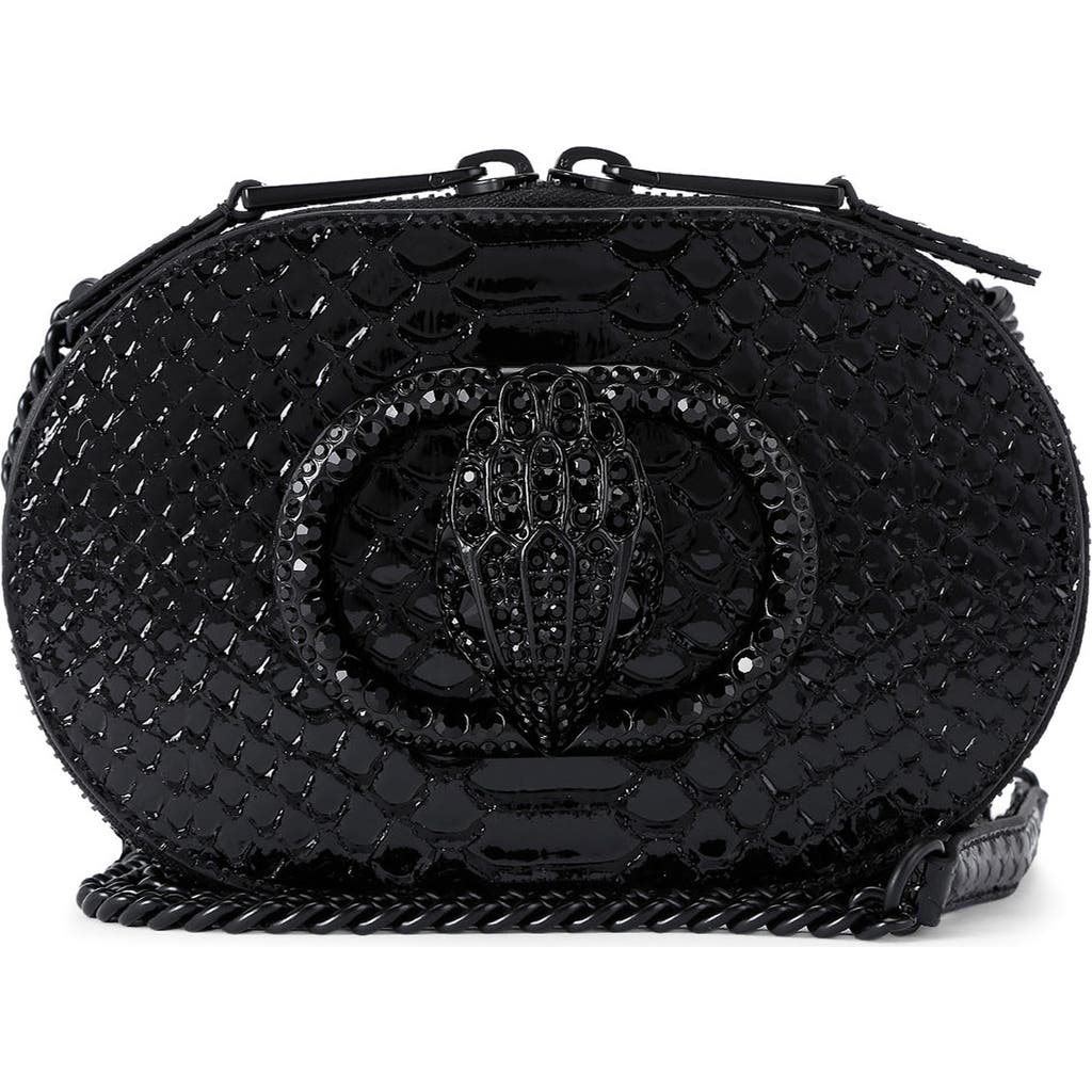 Kurt Geiger London Small Chelsea Croc Embossed Leather Crossbody Bag In Black