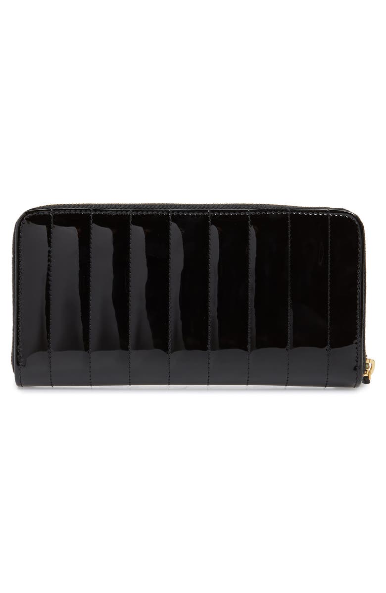 Saint Laurent Vicky Patent Leather Zip Around Wallet, Alternate, color,