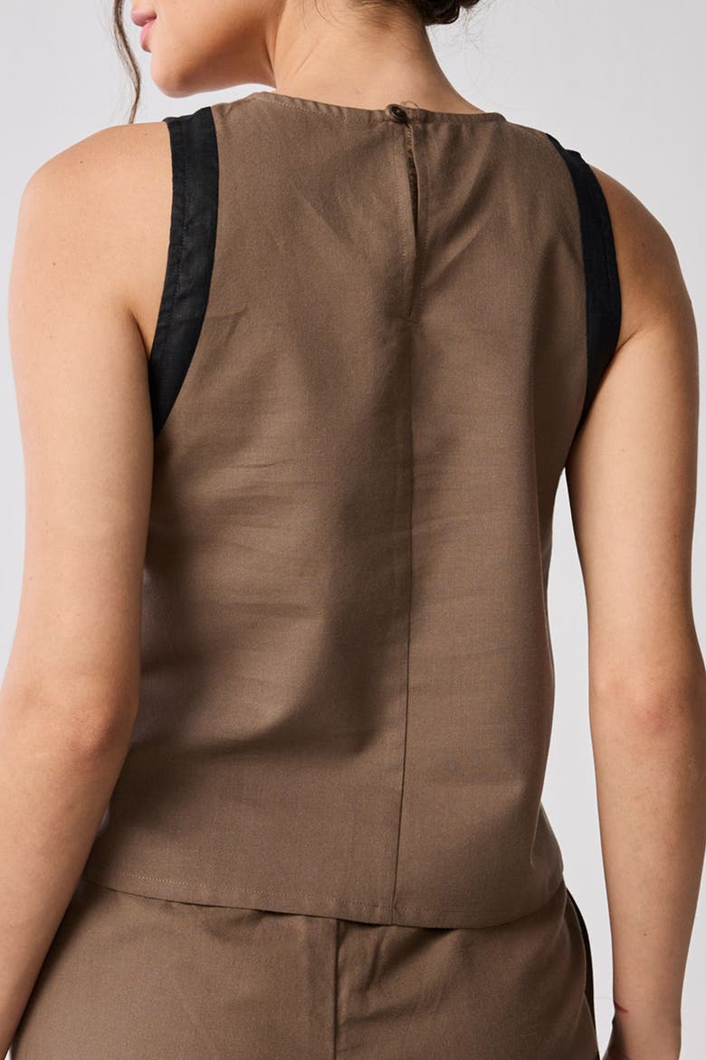 Sleeveless Colorblock Top, Alternate, color, Brown