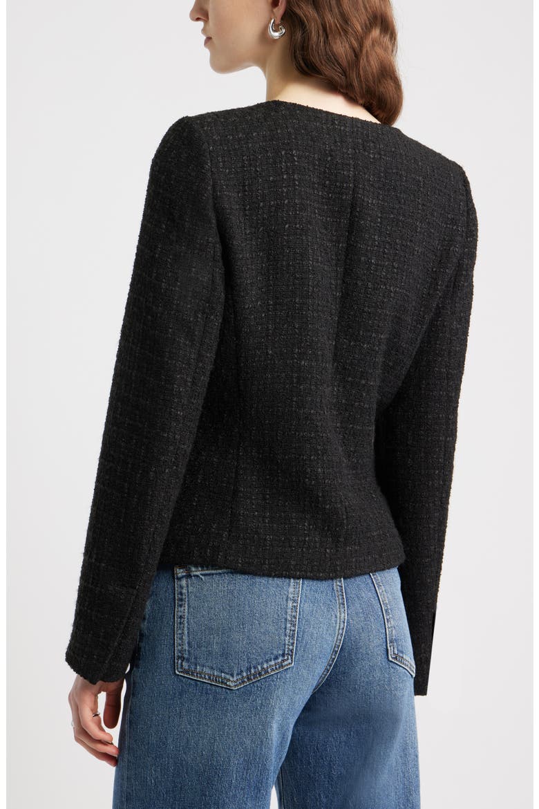 Cutaway Tweed Jacket, Alternate, color, BLACK