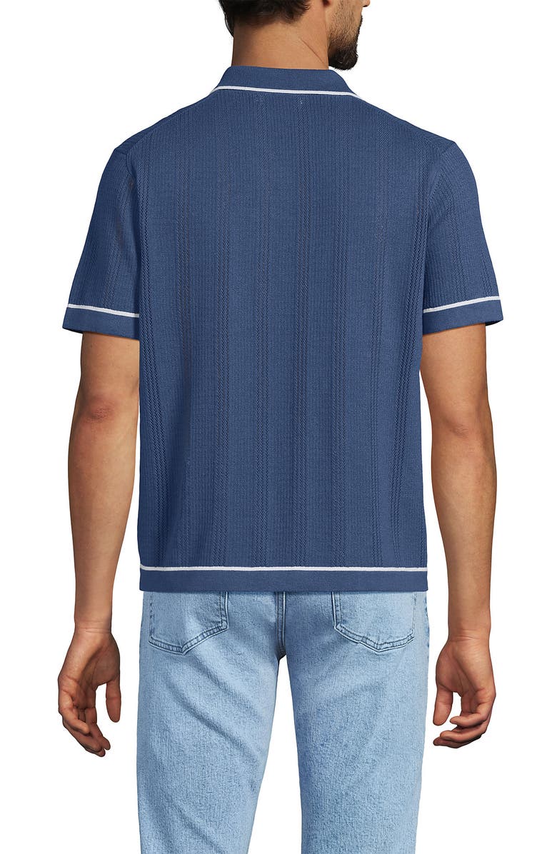Lands' End Short Sleeve Textured Tipped Sweater Polo, Alternate, color, 