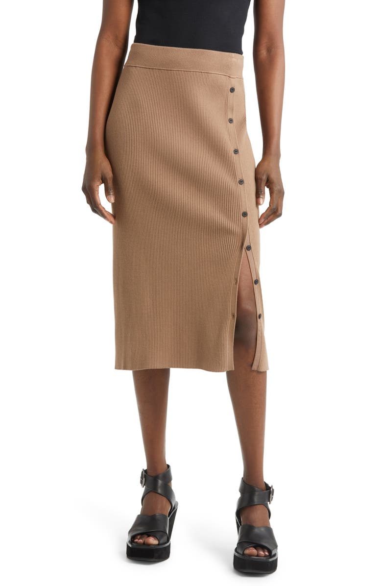 rag & bone Asher Side Button Rib Sweater Skirt, Main, color,