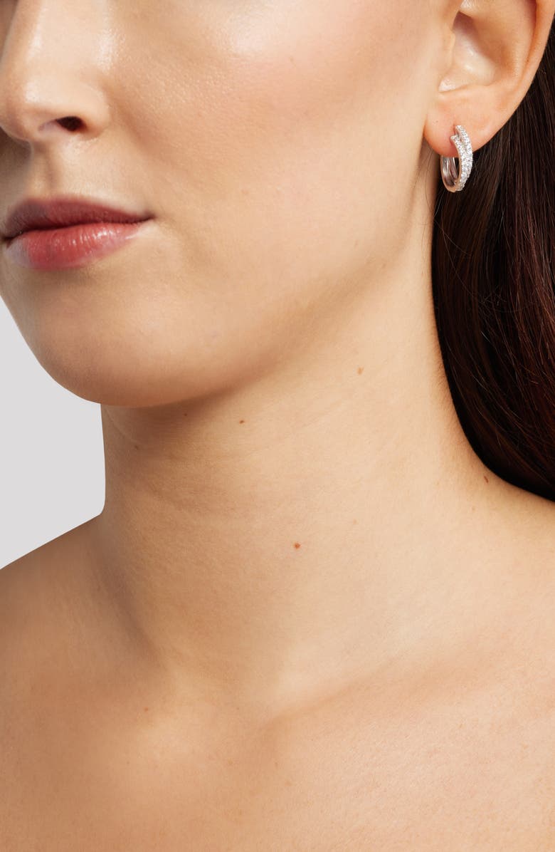 Nordstrom Cubic Zirconia Double Hoop Earrings, Alternate, color, Platinum Plated