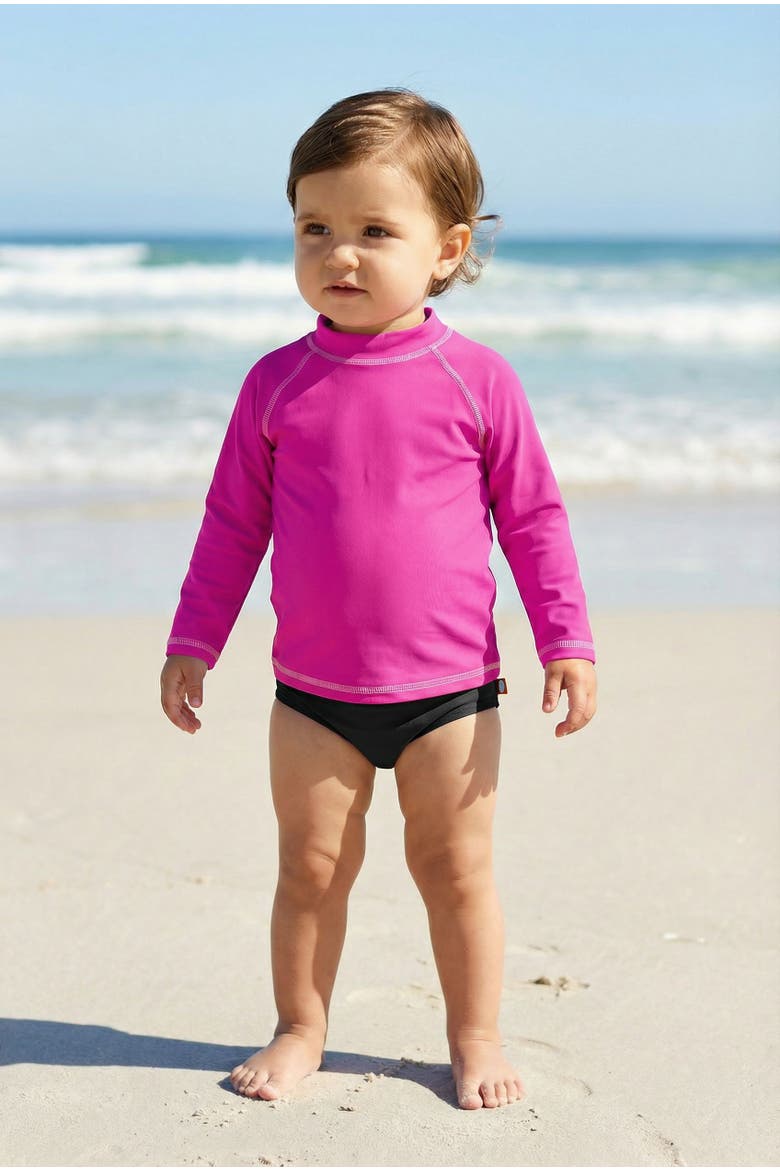Baby Girls UPF 50+ Long Sleeve Rashguard, Alternate, color, Medium Pink/Purple