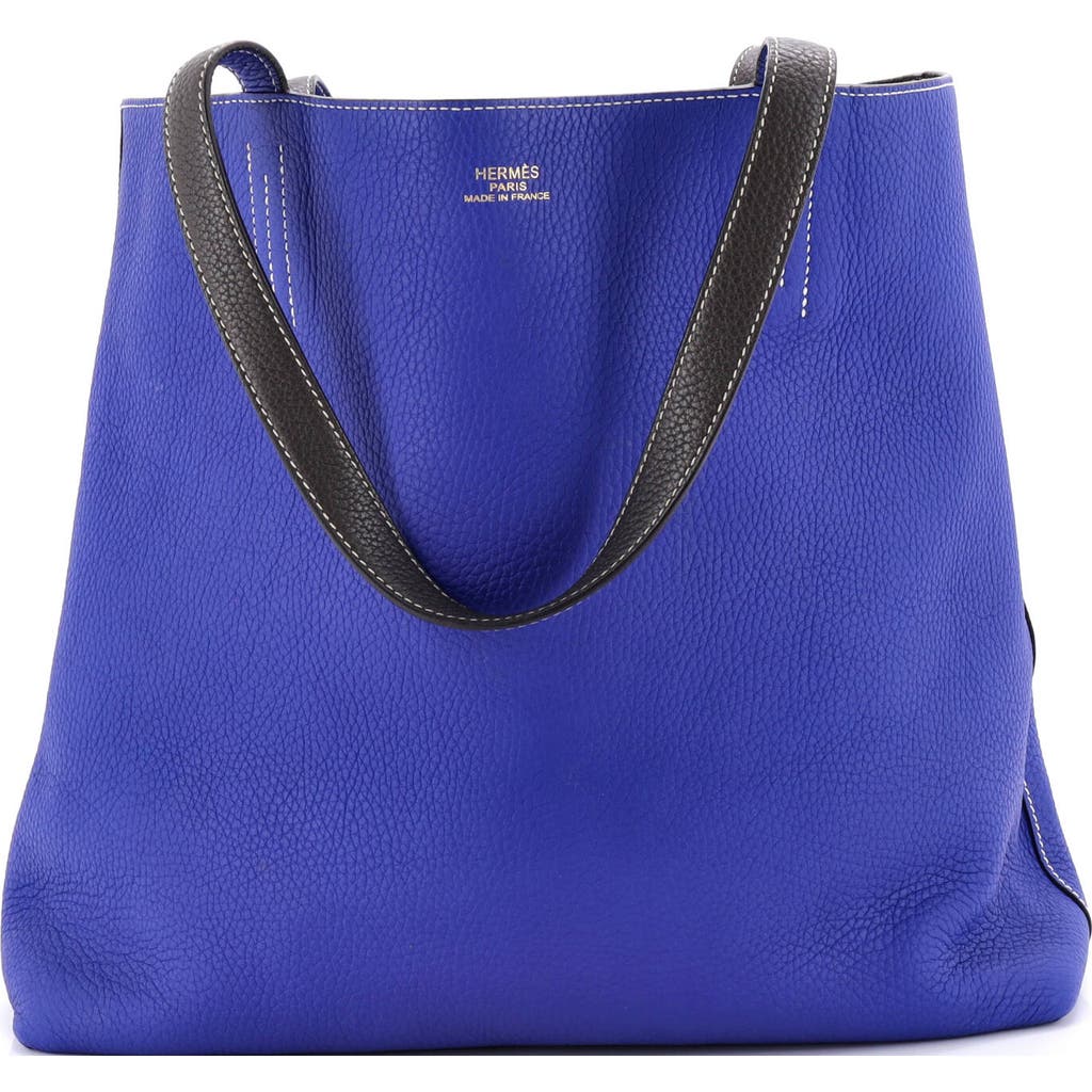 Pre-owned Hermes Hermes Double Sens Tote Clemence 45 In Blue
