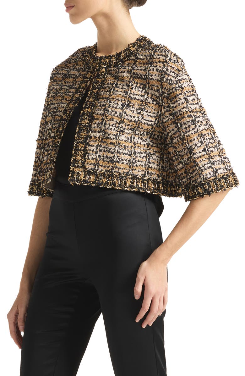 St. John Evening Metallic Plaid Knit Jacket, Alternate, color, 