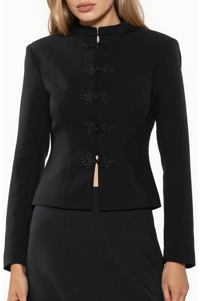 Moira Mandarin Collar Jacket, Main, color, BLACK