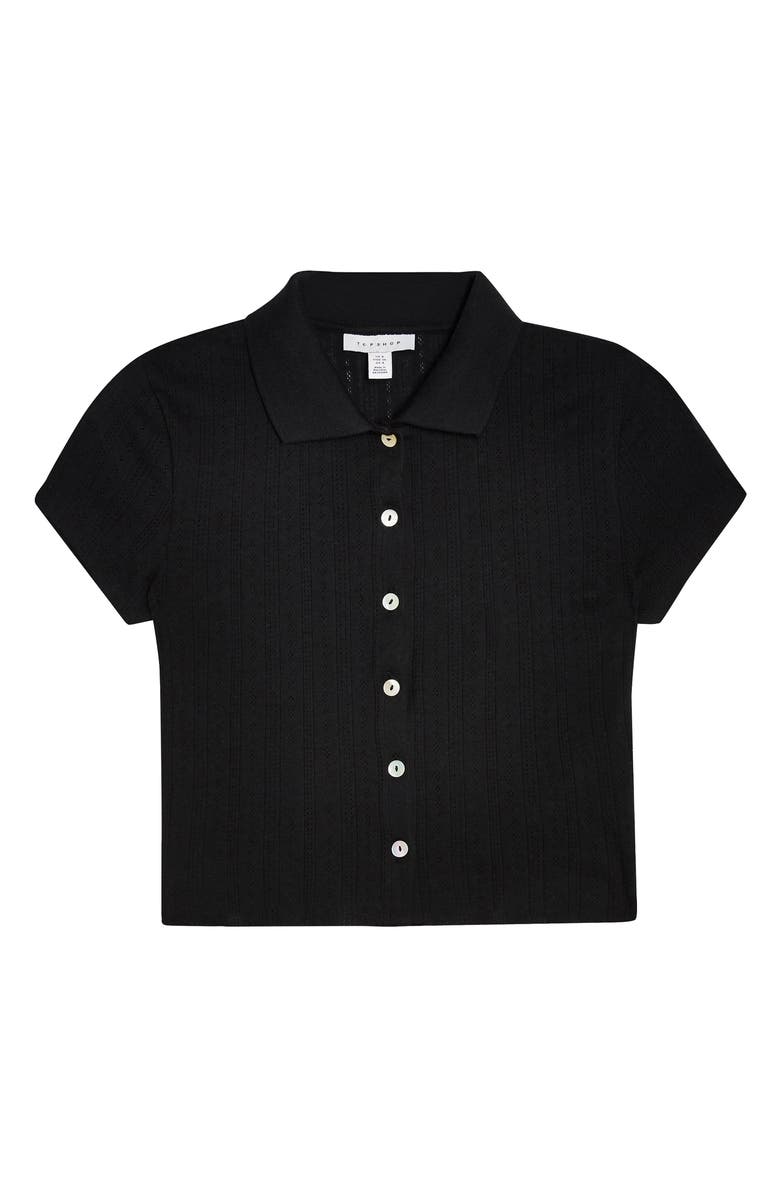 Topshop Pointelle Polo Shirt, Alternate, color,
