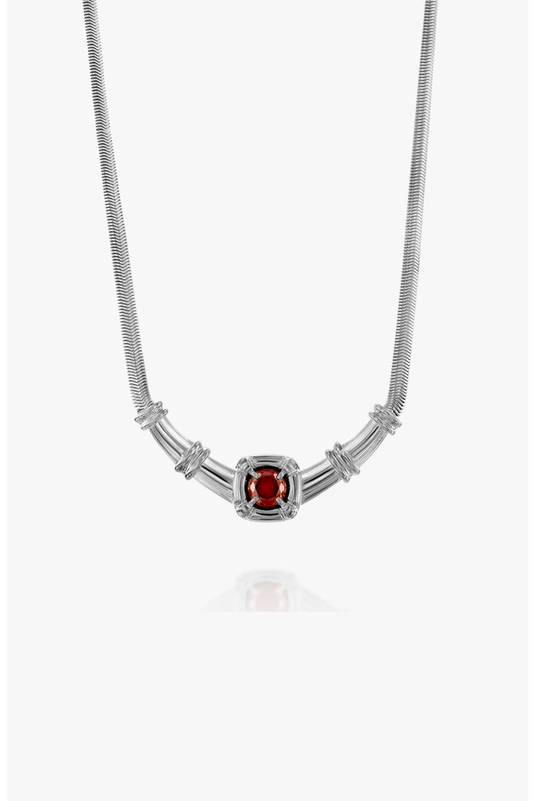 Odette Necklace Garnet Stone, Main, color, White Gold