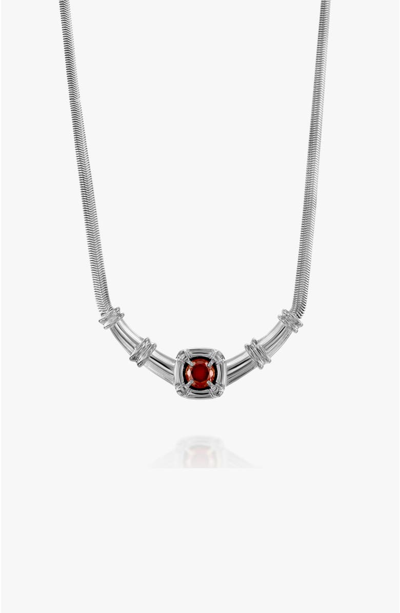SEREIA OFFICIAL Odette Necklace Garnet Stone, Main, color, White Gold